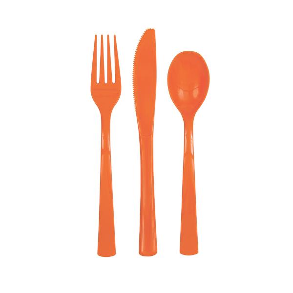 18 Pack Pumpkin Orange Reusable Cutlery