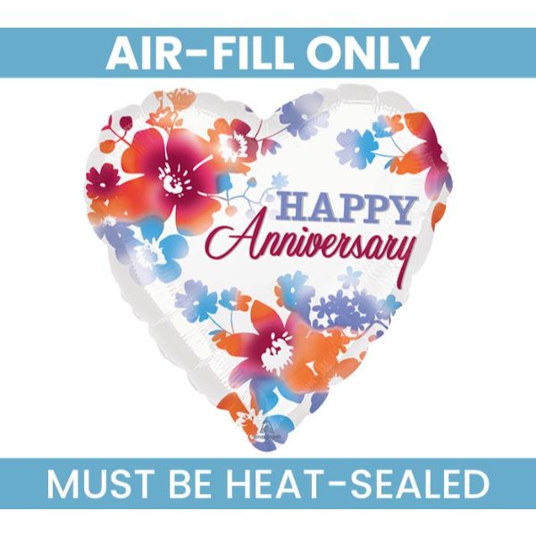 Petals Pearls Happy Anniversary Foil Balloon On A Stick - 22cm