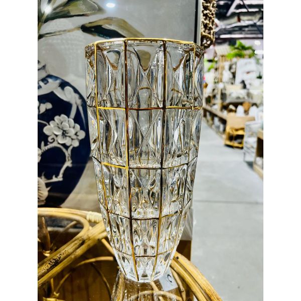Large Glass Vase With Gold Insert