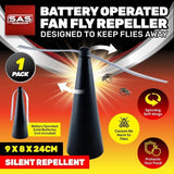 Load image into Gallery viewer, Black Battery Operated Fly Away Fan - 9cm x 8cm x 24cm
