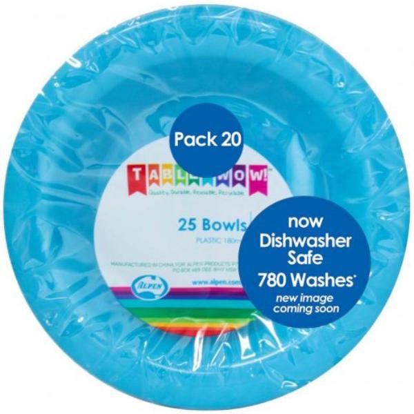 20 Pack Azure Blue Reusable Bowls - 18cm