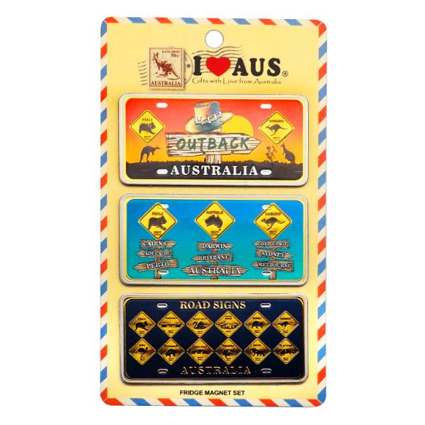 3 Pack Road Side Car Plate Style Magnets