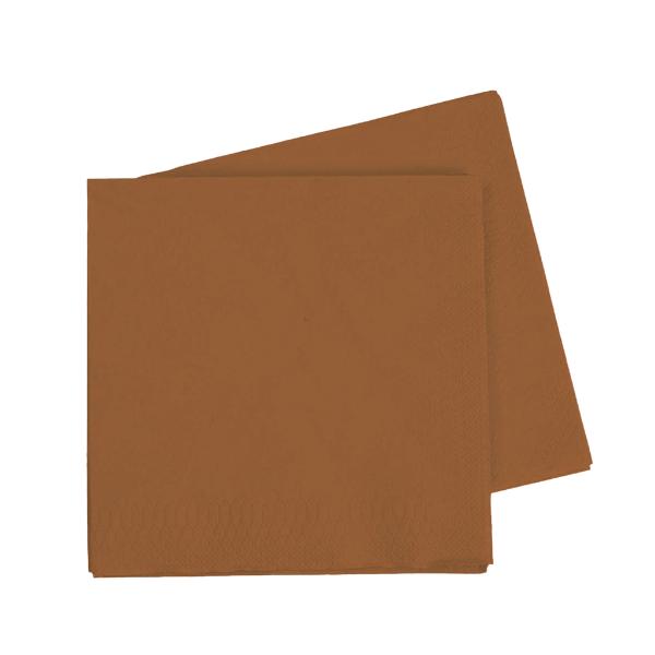40 Pack Acorn Brown Lunch Napkins - 16.5cm