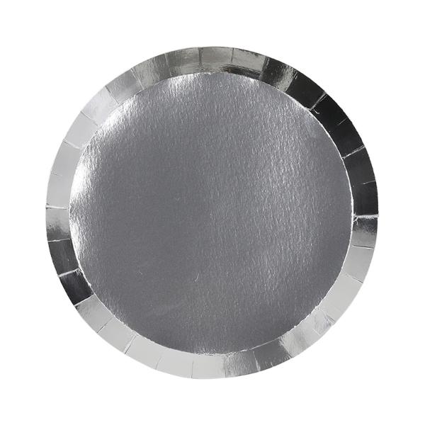 20 Pack Met Silver Round Snack Paper Plate - 17cm