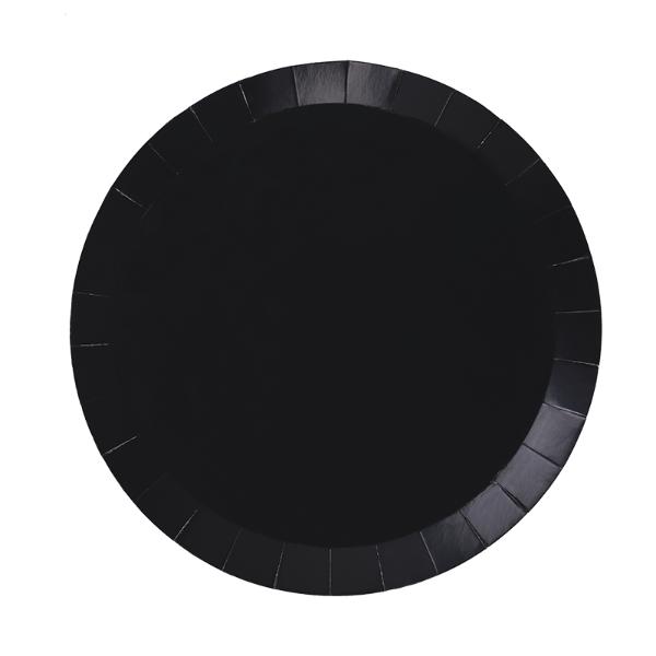 20 Pack Black Round Dinner Paper Plate - 22cm