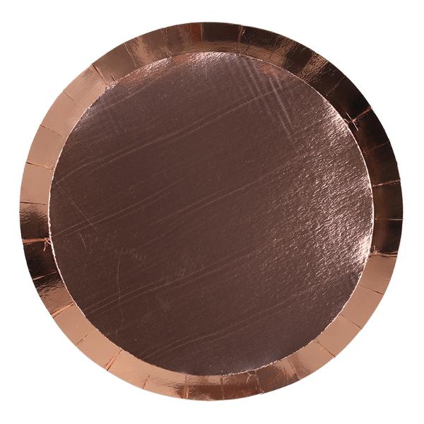 20 Pack Met Rose Gold Round Dinner Paper Plate - 22cm