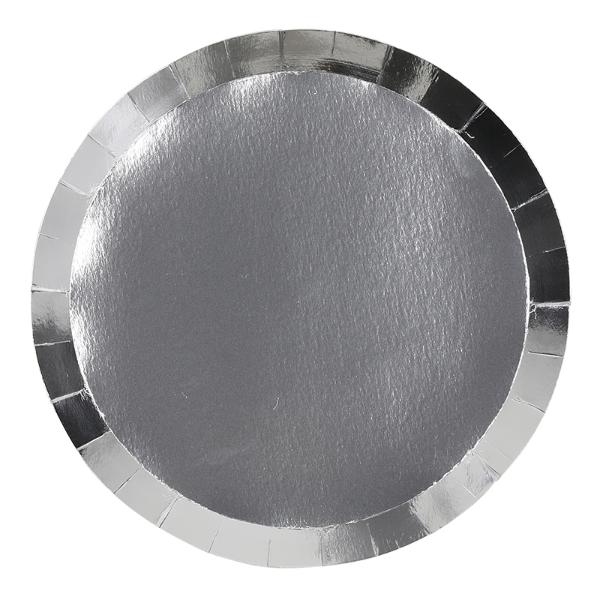 20 Pack Met Silver Round Dinner Paper Plate - 22cm