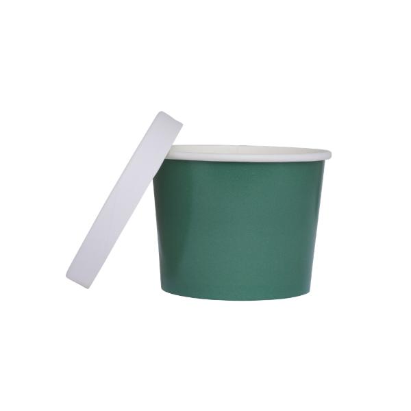 5 Pack Sage Green Paper Tub With Lid - 11.2cm x 9.2cm x 8.2cm