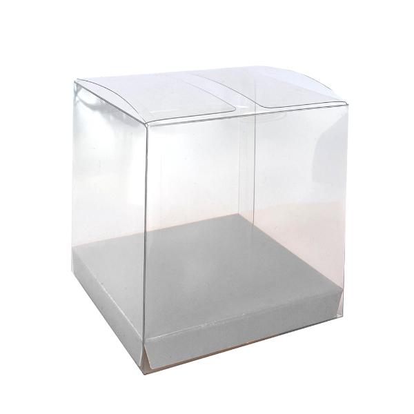 10 Pack Clear Cool Grey Favour Box - 8cm x 8cm