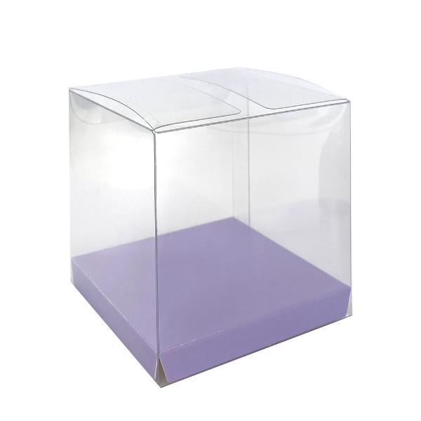 10 Pack Clear Pastel Lilac Favour Box - 8cm x 8cm