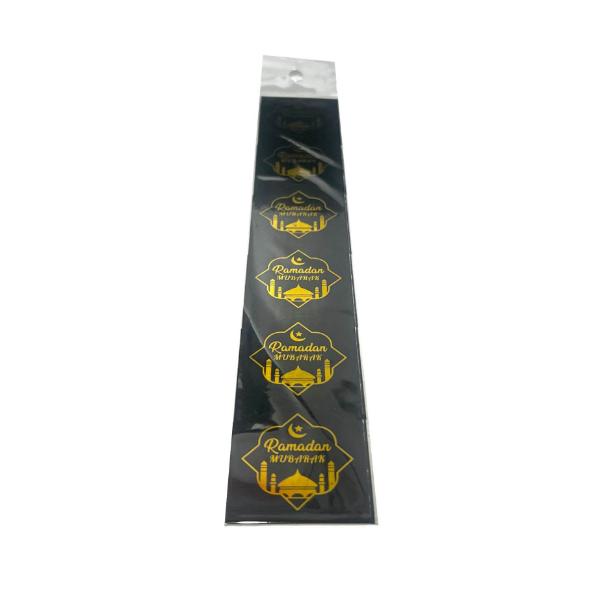 24 Pack Round Black & Gold Ramadan Stickers
