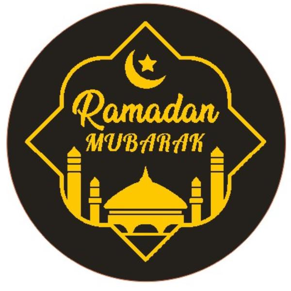 24 Pack Round Black & Gold Ramadan Stickers