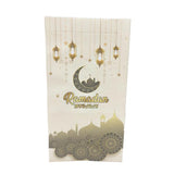 Load image into Gallery viewer, 6 Pack White &amp; Gold Ramadan Kraft Paper Bag With Stickers 22cm x 12cm x 8cm
