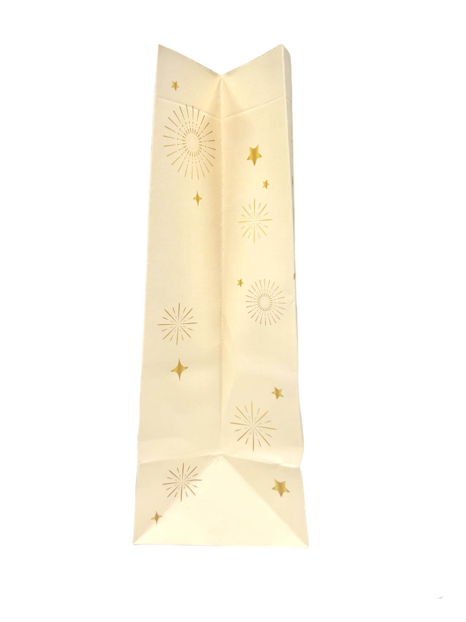 6 Pack White & Gold Ramadan Kraft Paper Bag With Stickers 22cm x 12cm x 8cm