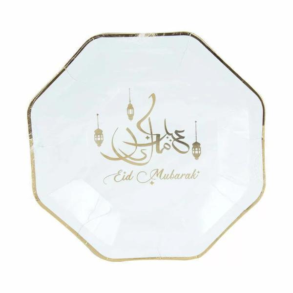 8 Pack Large Eid Mubarak Plates