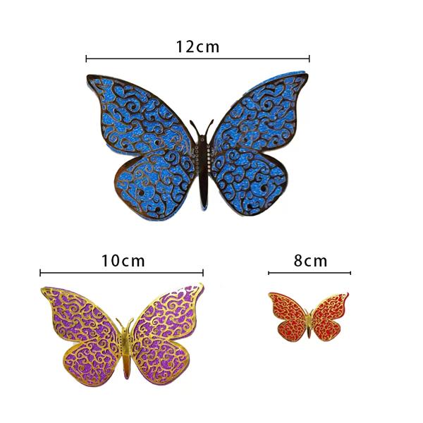 12 Pack 3D Blue Magnet Butterfly Decorations