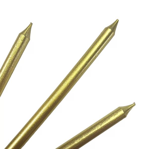 12 Pcs Metallic Candle with Holder - Gold