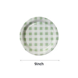 Load image into Gallery viewer, 20 Pack Round Green Gingham Paper Plate - 22cm
