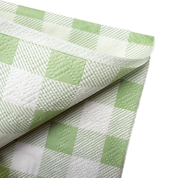 25 Pack Green Gingham Lunch Napkin - 33cm x 33cm