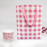 Load image into Gallery viewer, Pink Gingham Paper Bag - 25cm x 10cm x 33cm