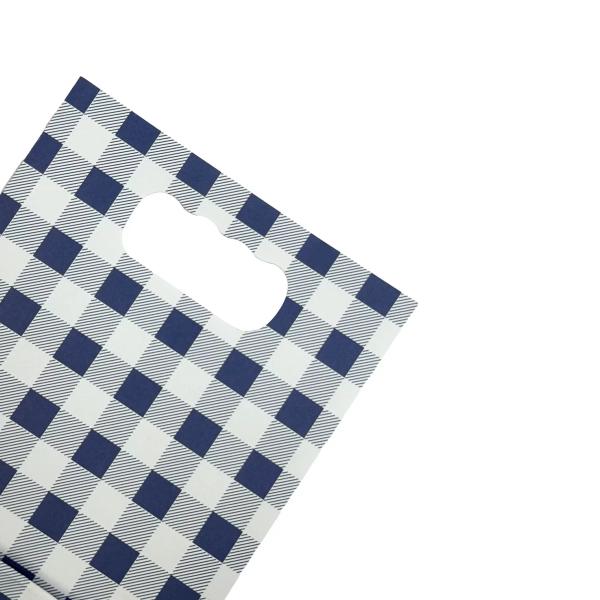 6 Pack Blue Gingham Paper Bag - 12cm x 6cm x 18.5cm