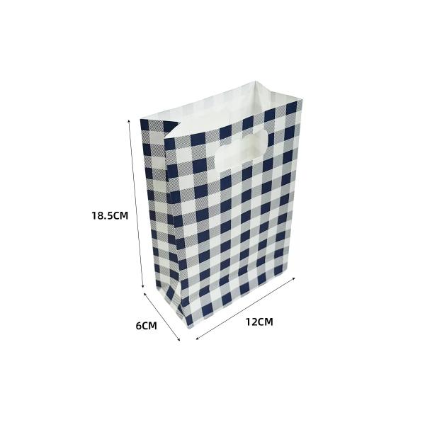 6 Pack Blue Gingham Paper Bag - 12cm x 6cm x 18.5cm