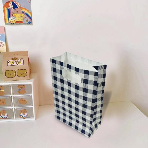 6 Pack Blue Gingham Paper Bag - 12cm x 6cm x 18.5cm