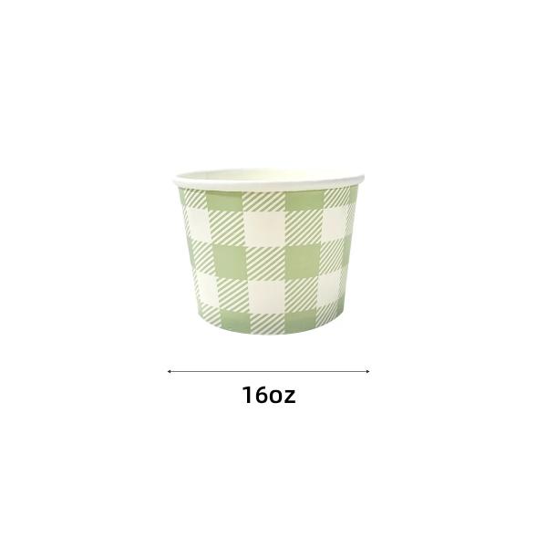 10 Pack Green Gingham Paper Tub - 473ml