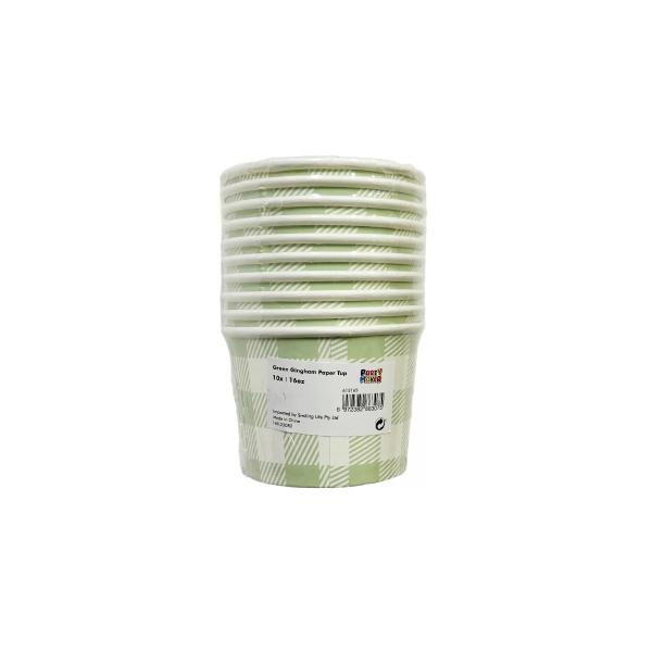 10 Pack Green Gingham Paper Tub - 473ml