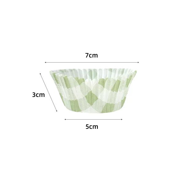 25 Pack Green Gingham Cupcake Cup - 7cm x 3cm x 5cm