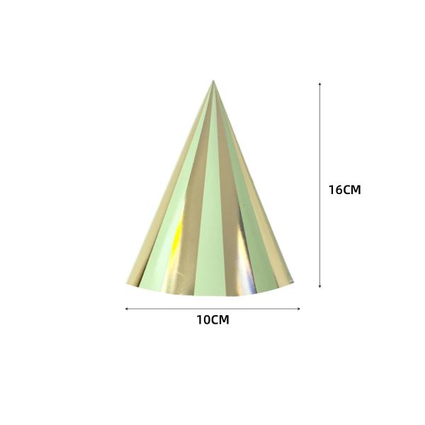 6 Pack Green Gingham Paper Hat - 10cm x 16cm