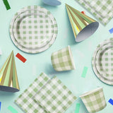 Load image into Gallery viewer, 6 Pack Green Gingham Paper Hat - 10cm x 16cm

