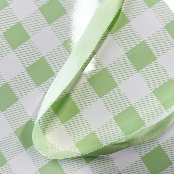 Green Gingham Paper Bag - 25cm x 10cm x 33cm