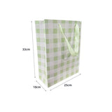 Load image into Gallery viewer, Green Gingham Paper Bag - 25cm x 10cm x 33cm