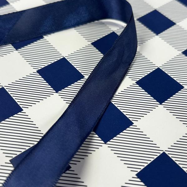 Blue Gingham Paper Bag - 25cm x 10cm x 33cm