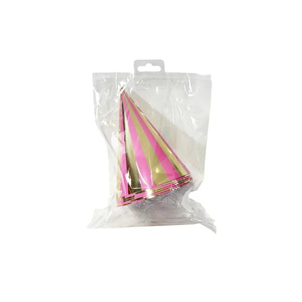 6 Pack Pink Gingham Paper Hat - 16cm x 10cm