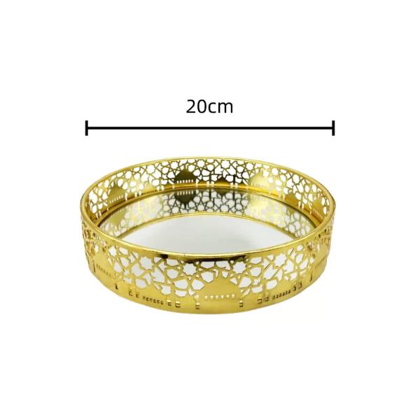 Round Golden Mirror Serving Tray - 20cm