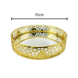Load image into Gallery viewer, Round Golden Mirror Serving Tray - 35cm