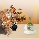 Load image into Gallery viewer, Arabic White & Gold Metal Ceramic Incense Burner - 9cm x 14cm