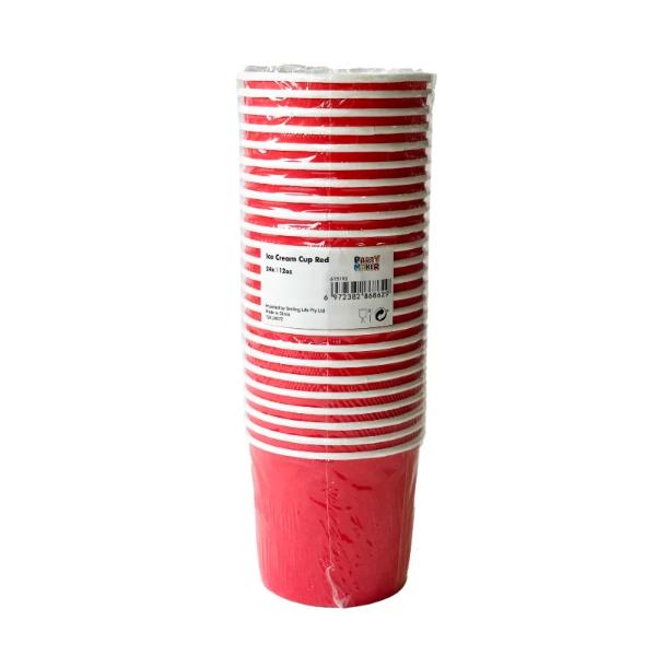 24 Pack Red Paper Tubs - 12oz