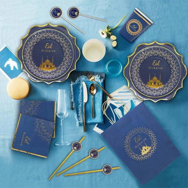 8 Pack Eid Mubarak Paper Straws - 20cm x 0.6cm