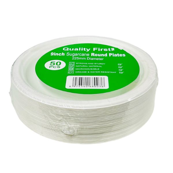 50 Pack Round Sugar Can Plates - 22.86cm