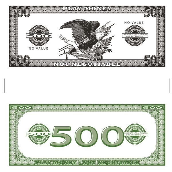 50 Pack 500 Dollar Phoney Money