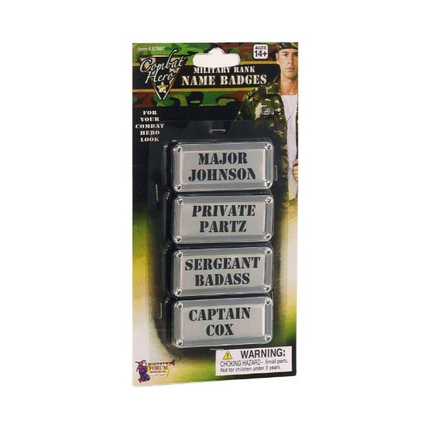 4 Pack Military Rank Name Badges