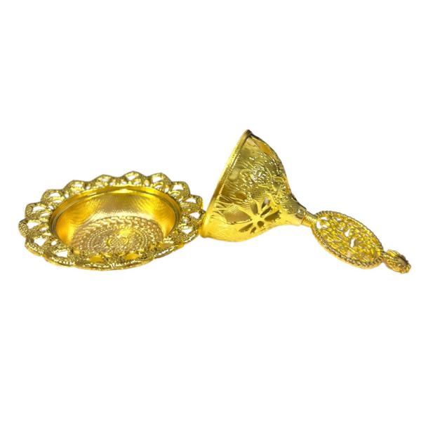 Gold Mini Metal Round Incense Burner - 7cm x 8.3cm