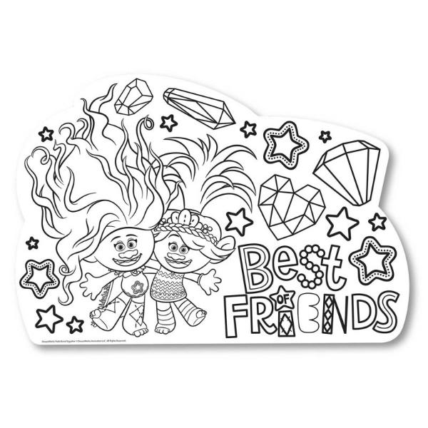 8 Pack Trolls 3 Band Together Colour In Placemats - 41cm x 28cm