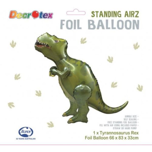 Tyrannosaurus Rex Shape Standing Air Foil Balloon - 66cm x 83cm x 33cm