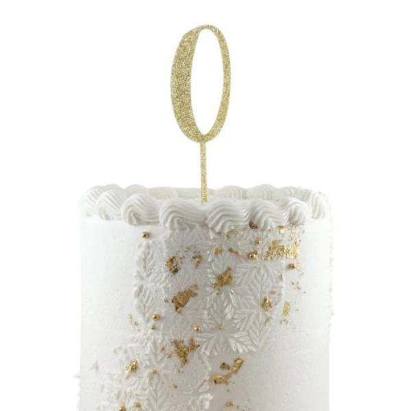 Gold Glitter Acrylic Number 0 Cake Topper