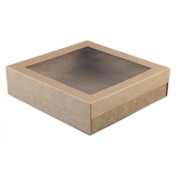 2 Pack Small Eco Kraft Grazing Box With Lid - 22.5cm x 22.5cm x 6cm