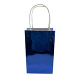 Load image into Gallery viewer, 5 Pack Metallic Blue Paper Party Bags - 21.5cm x 13cm x 8cm